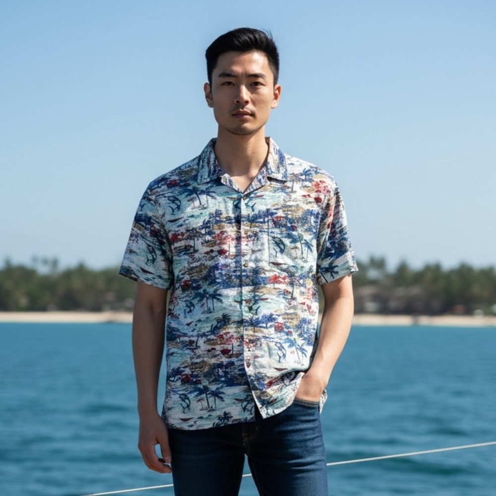 Men’s Columbia PFG S/S Button Down size Large
